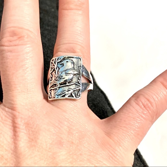 Silver Love Birds Ring Tree Floral Ring - Picture 7 of 8